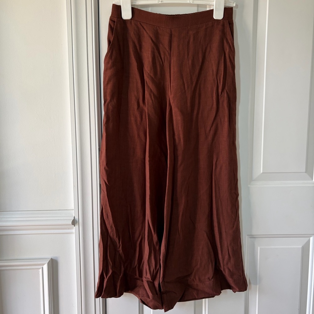 House Of Harlow 1960 Womens Pants Brown Small Wide Leg High Rise Linen Small